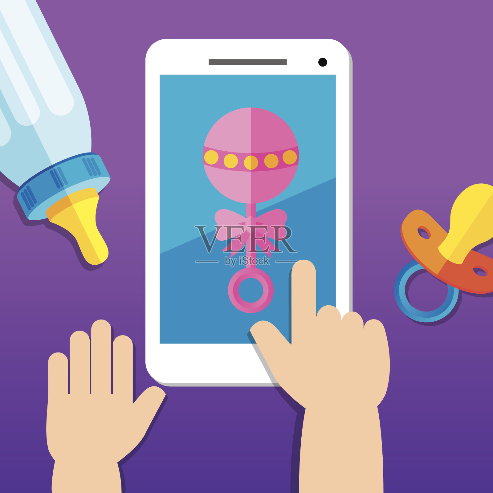 婴儿用的智能手机插画图片素材