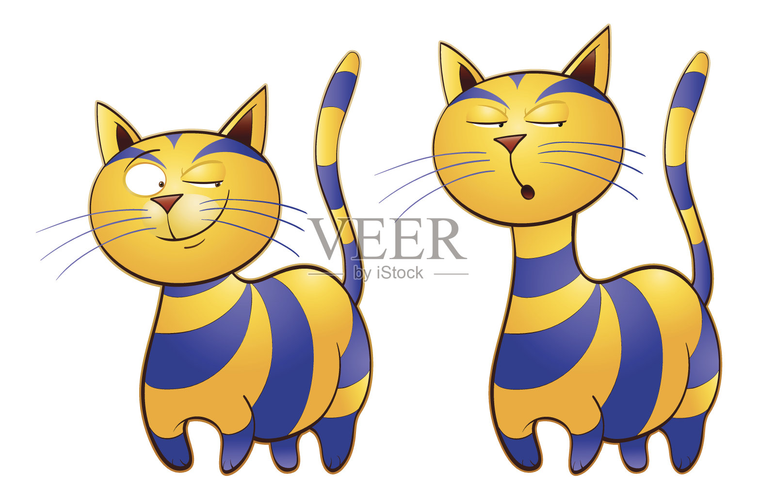 有面部表情的友好猫插画图片素材