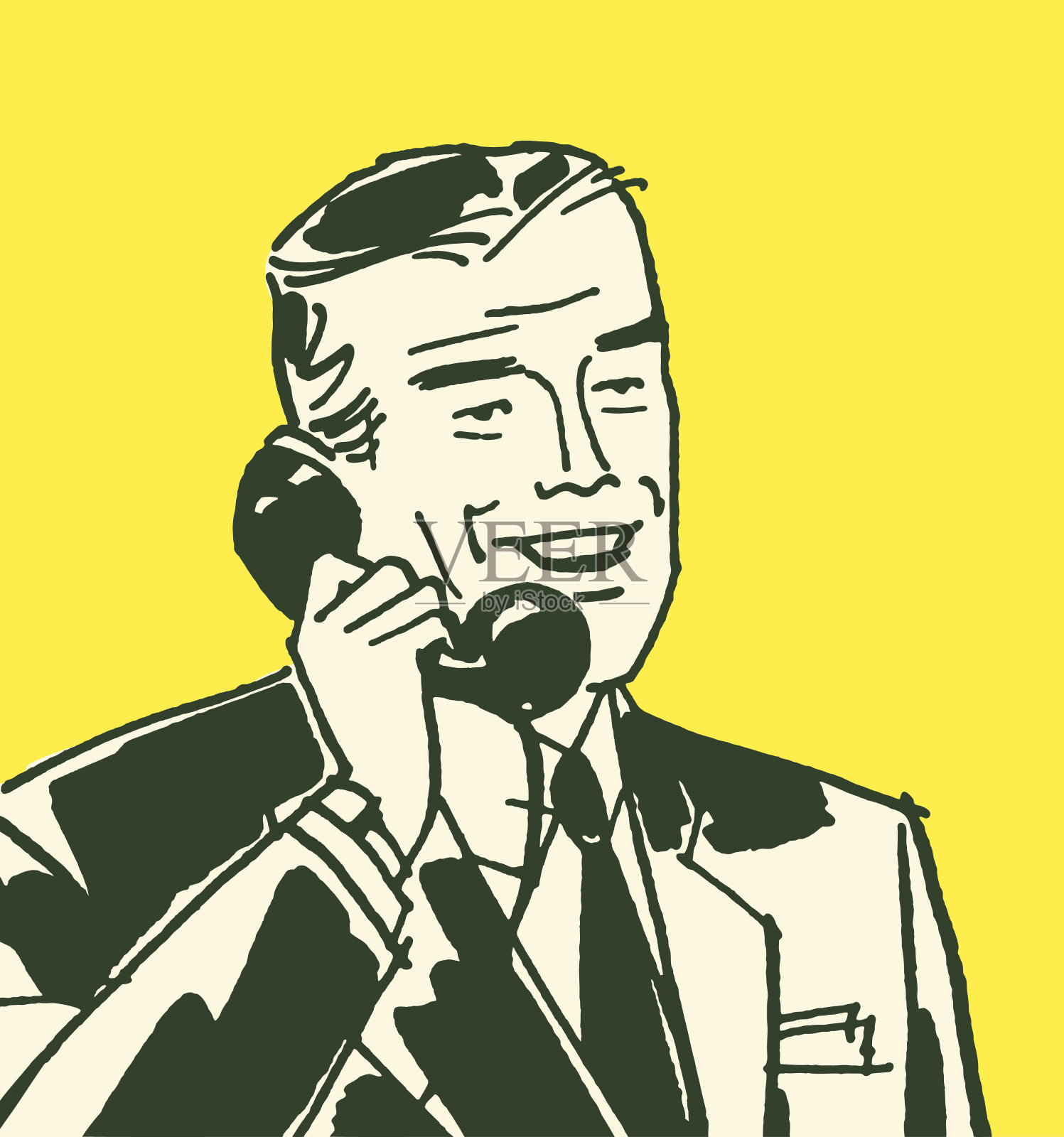 电话微笑男子插画图片素材