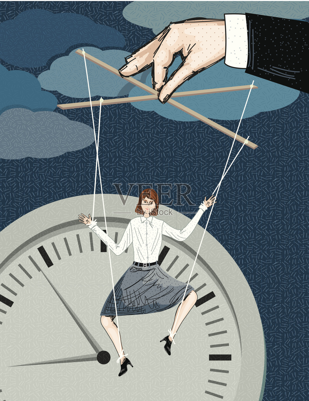 被老板控制的傀儡女商人插画图片素材