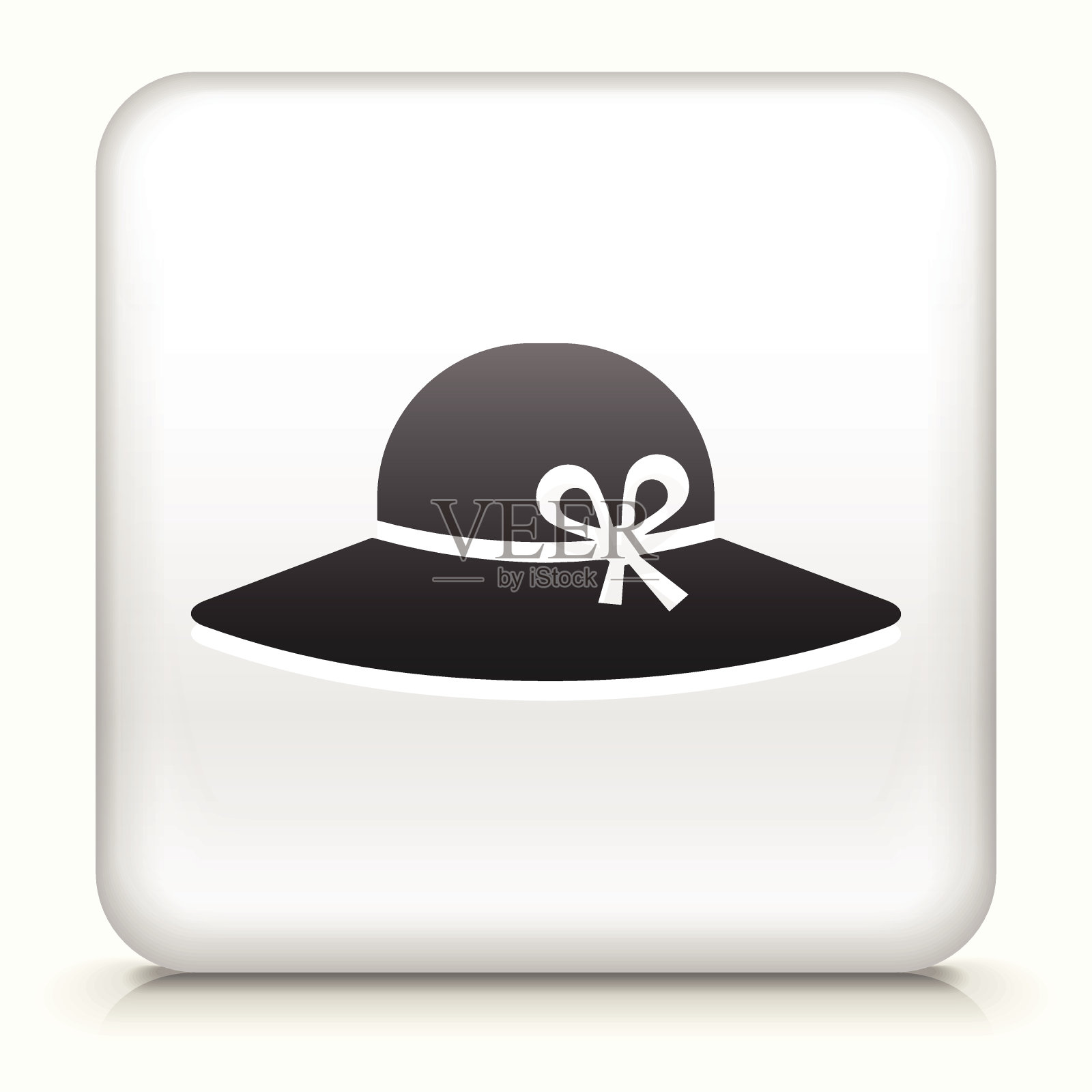 白色方形按钮与太阳帽图标插画图片素材