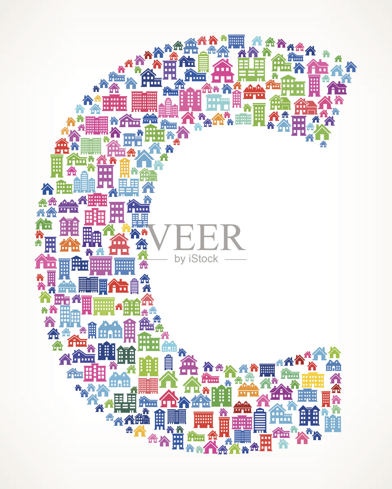 字母C在房子和房地产图标模式设计元素图片