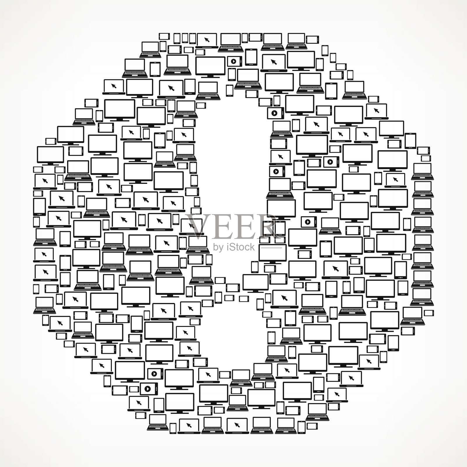 警告标志在数字屏幕和智能手机图案插画图片素材