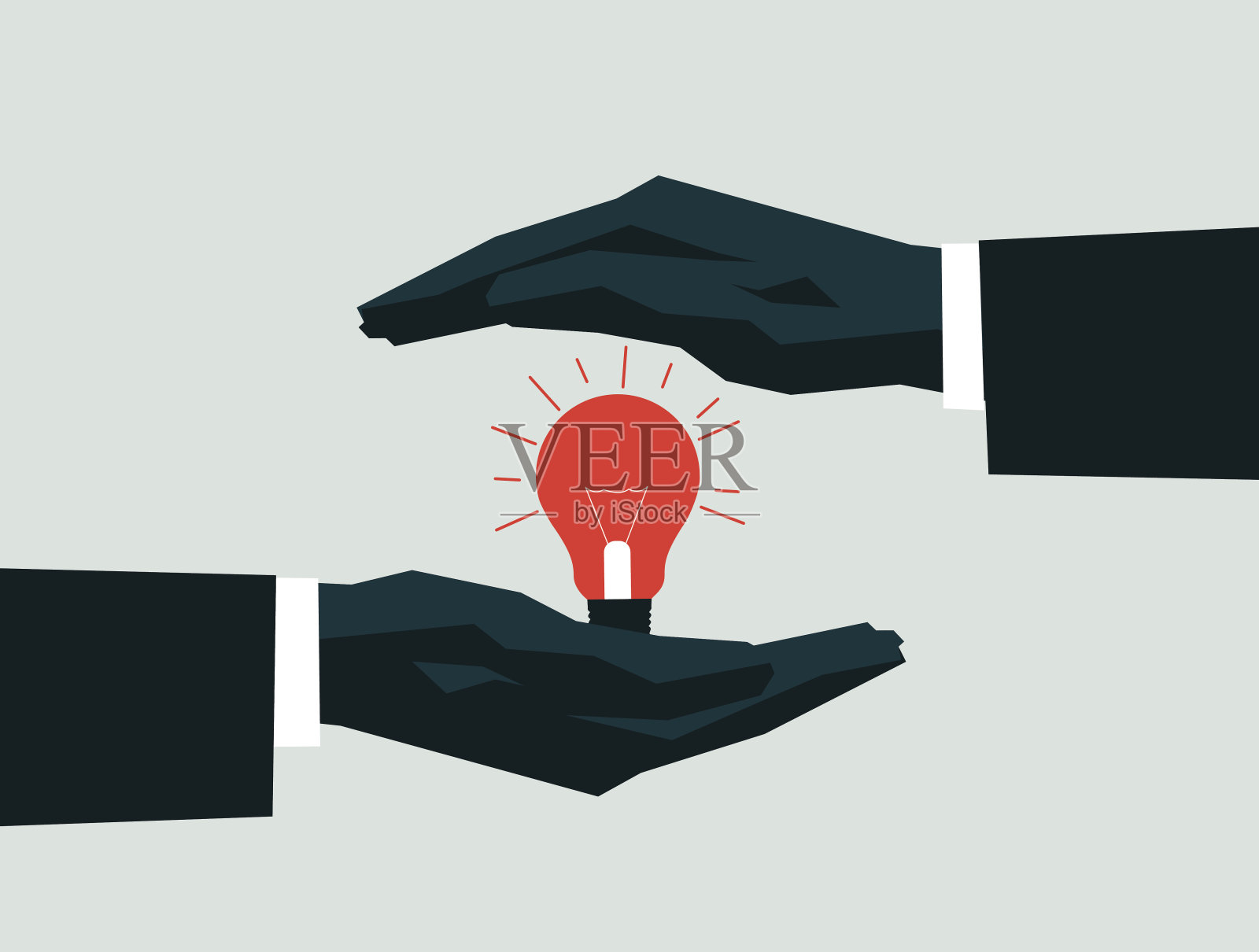 商人拿着灯泡站在白色背景下插画图片素材