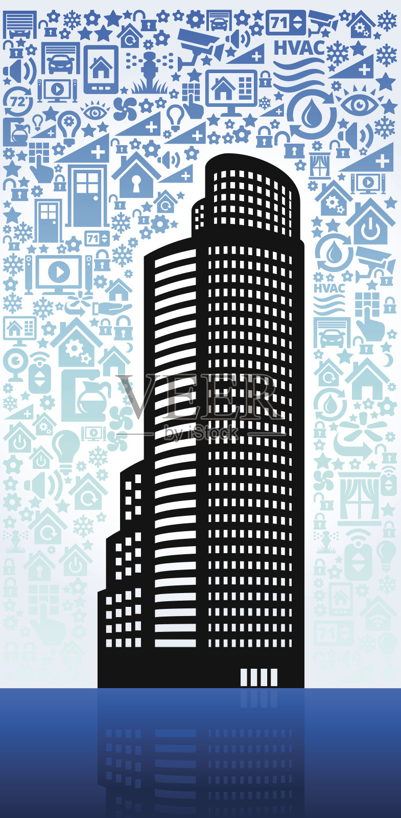 金融建设的家庭自动化和安全矢量背景插画图片素材