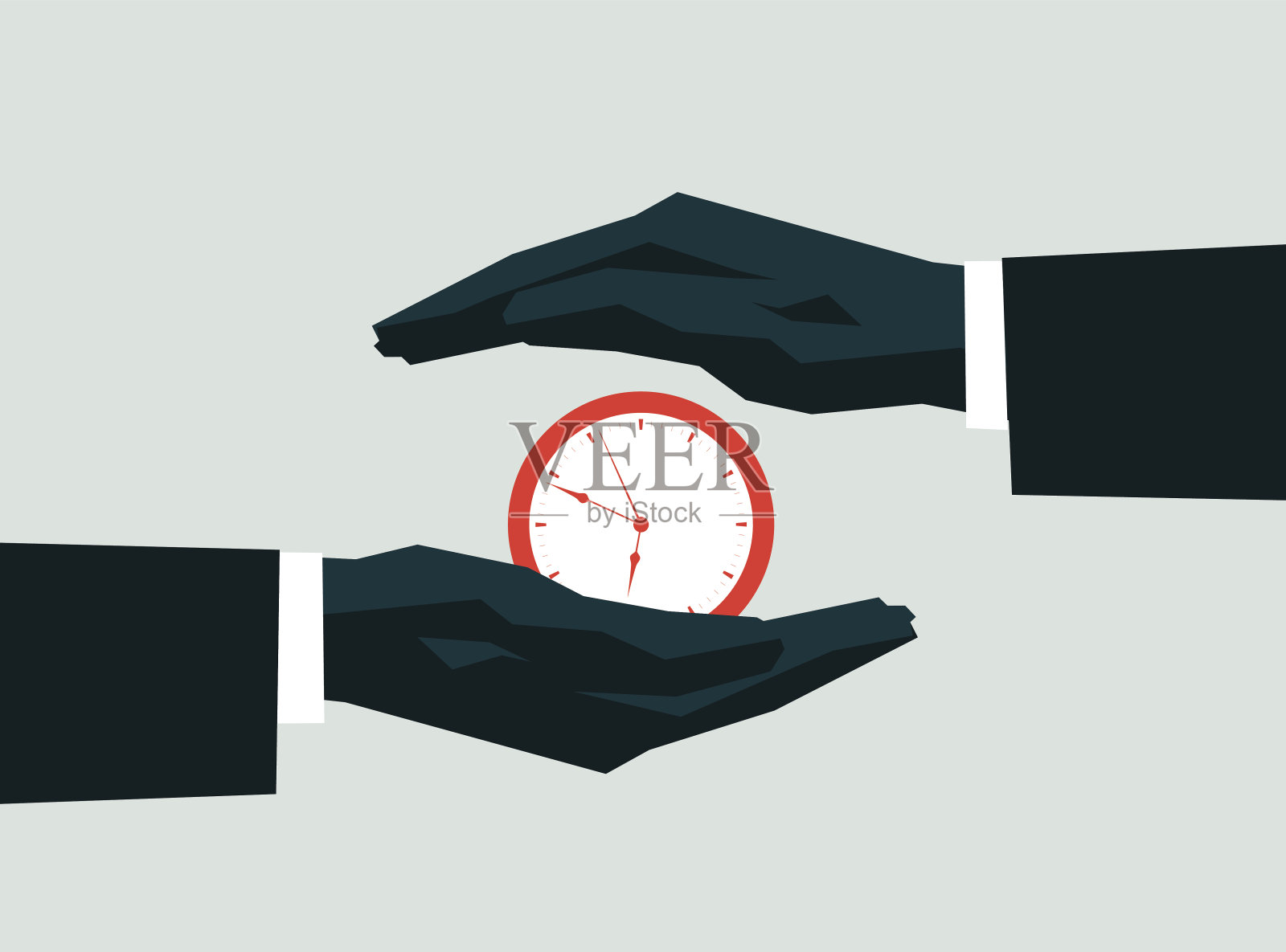 白色背景下不规则手持时钟插画图片素材