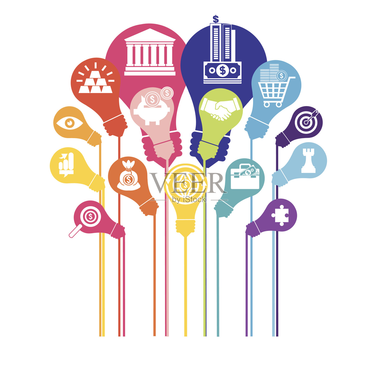 商业灯泡和金融插画图片素材