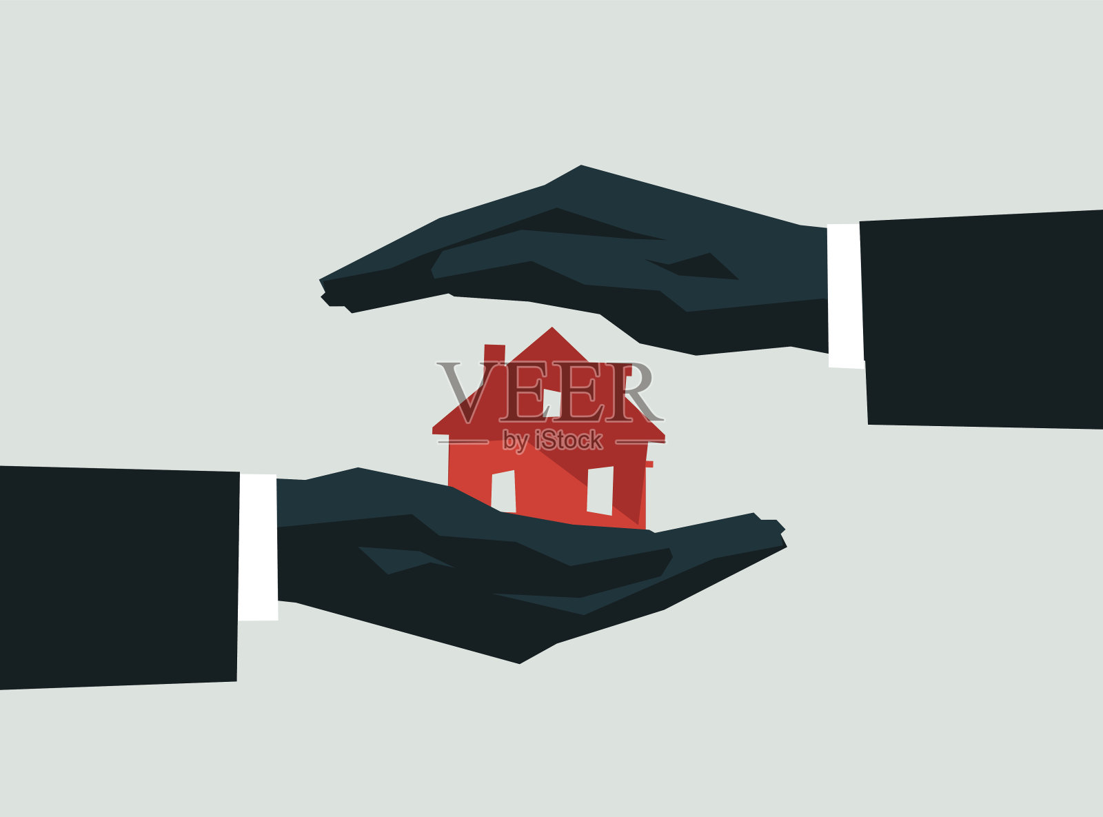 手拿着房子模型插画图片素材