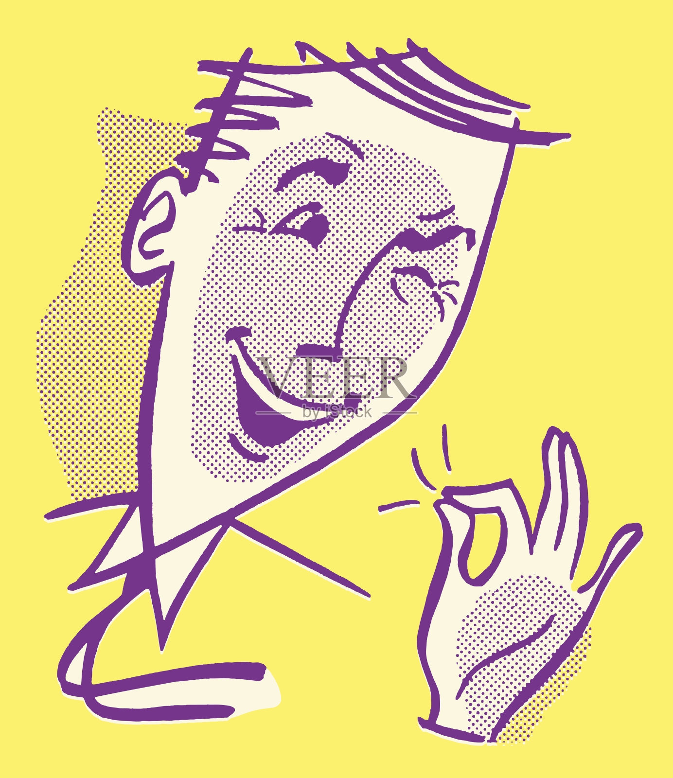 男人眨眼和做AOK插画图片素材