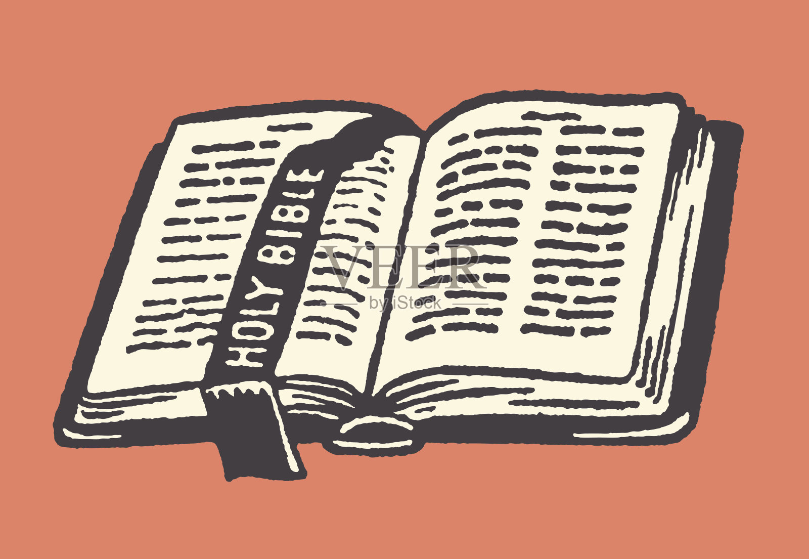 用丝带书签打开圣经插画图片素材