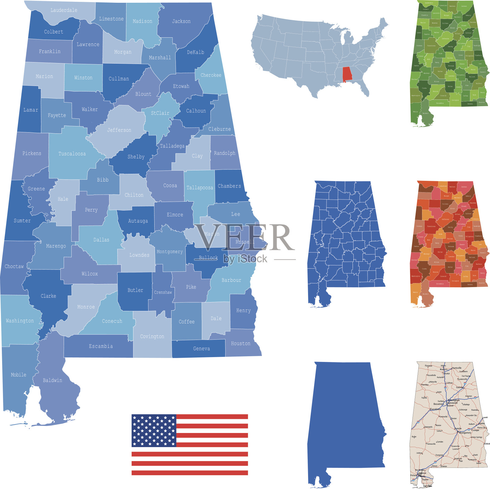 阿拉巴马州地图插画图片素材