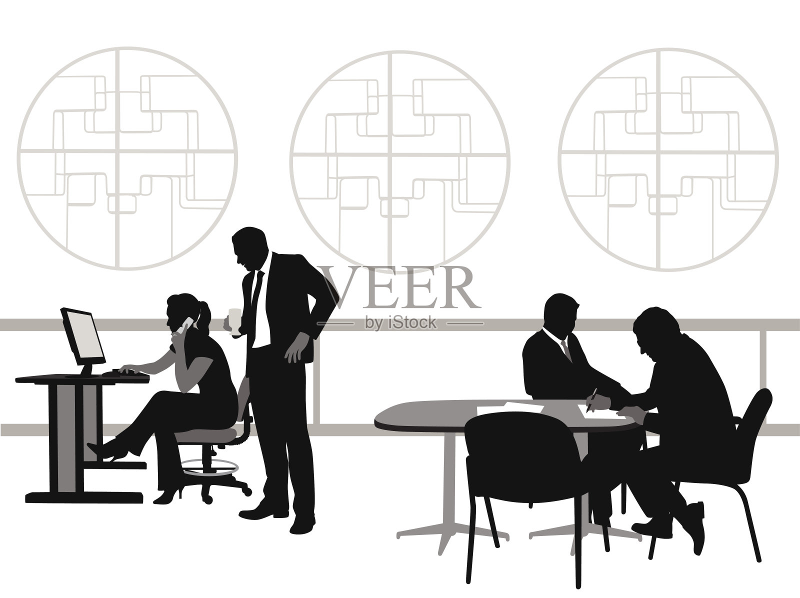 商务人士在会议上插画图片素材
