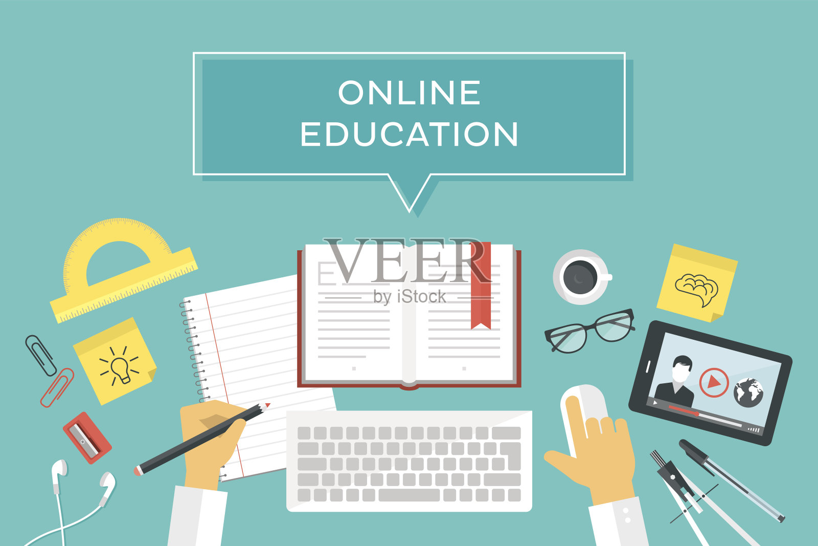 矢量插图的在线教育插画图片素材