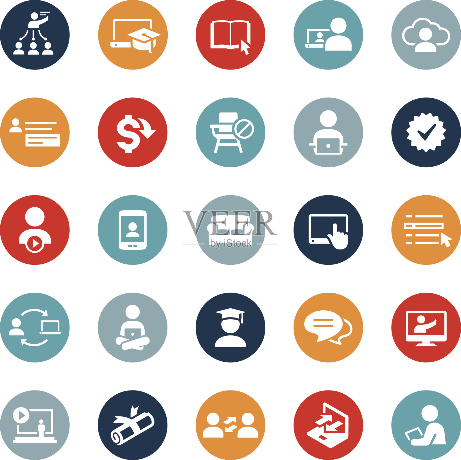 在线教育和在线学习图标图标素材