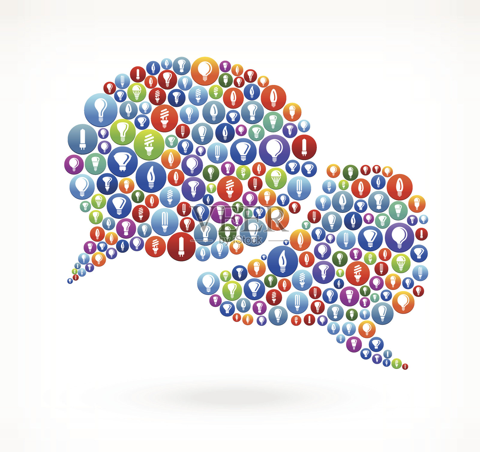 聊天气泡灯泡和灯光矢量图形插画图片素材