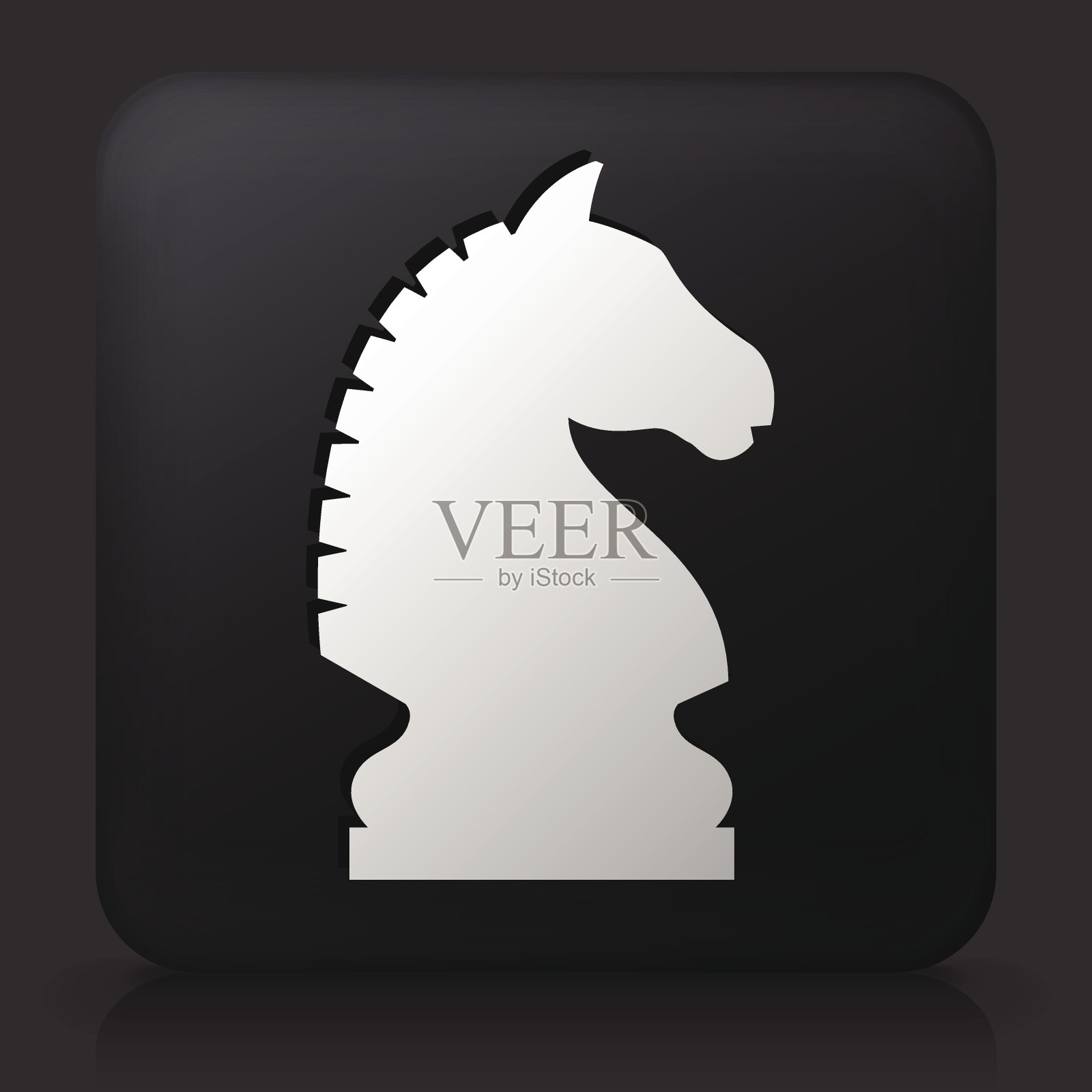 黑色方块按钮与象棋骑士插画图片素材