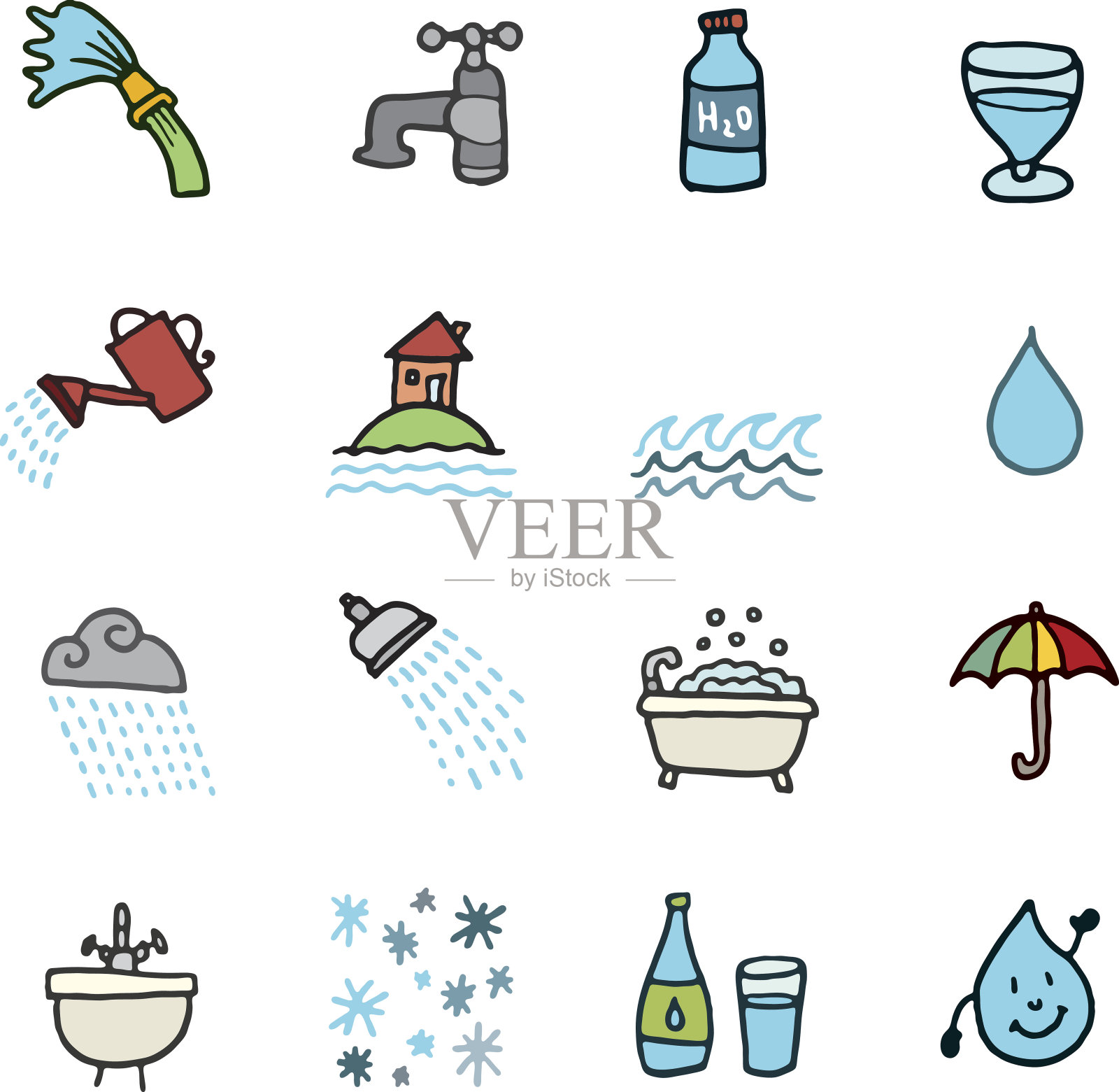 水涂鸦图标设置图标素材