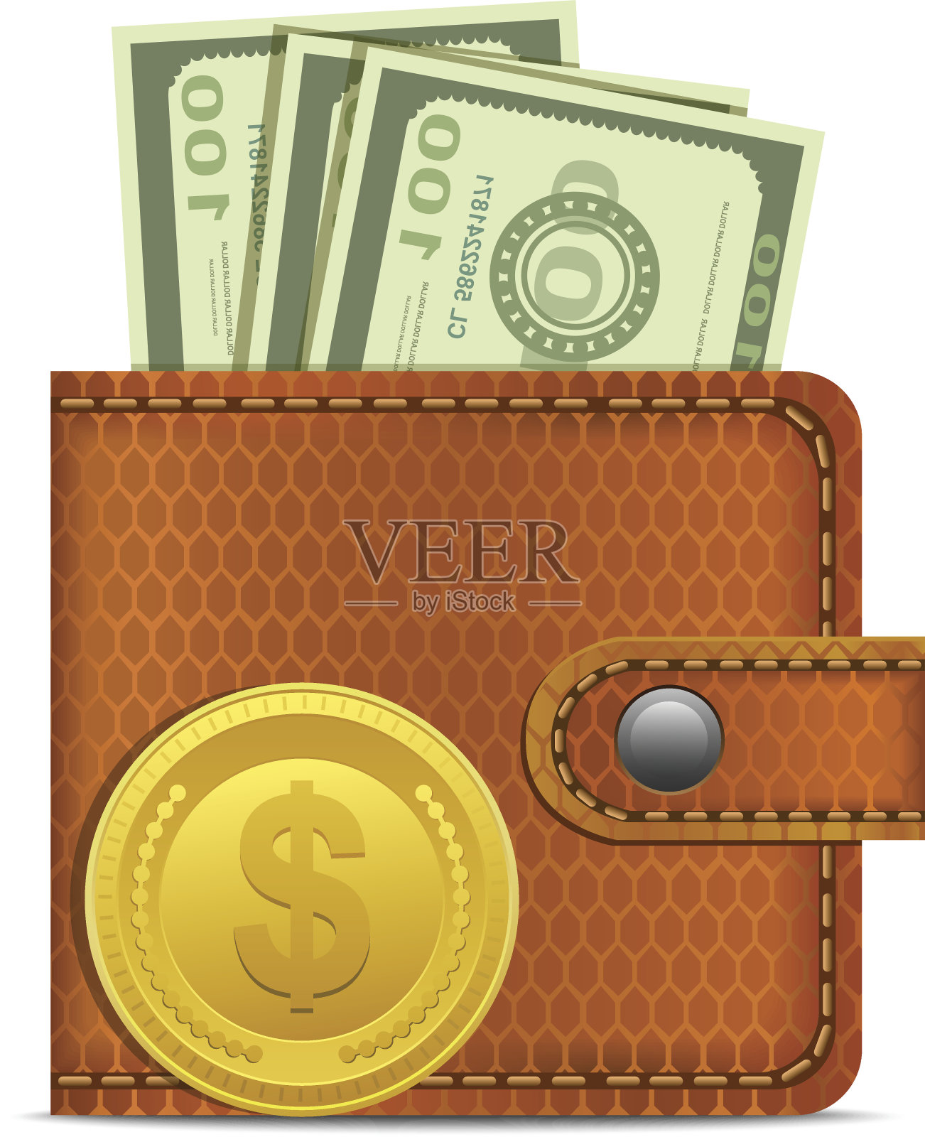 与美元的钱包插画图片素材