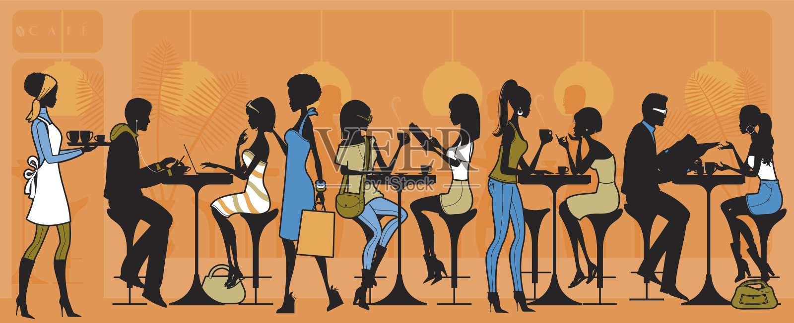 很酷的咖啡馆插画图片素材