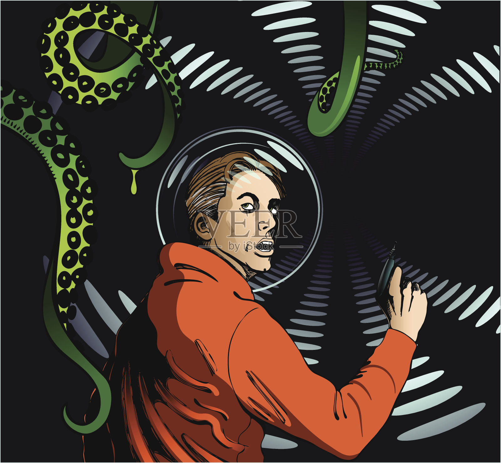 外太空伏击插画图片素材