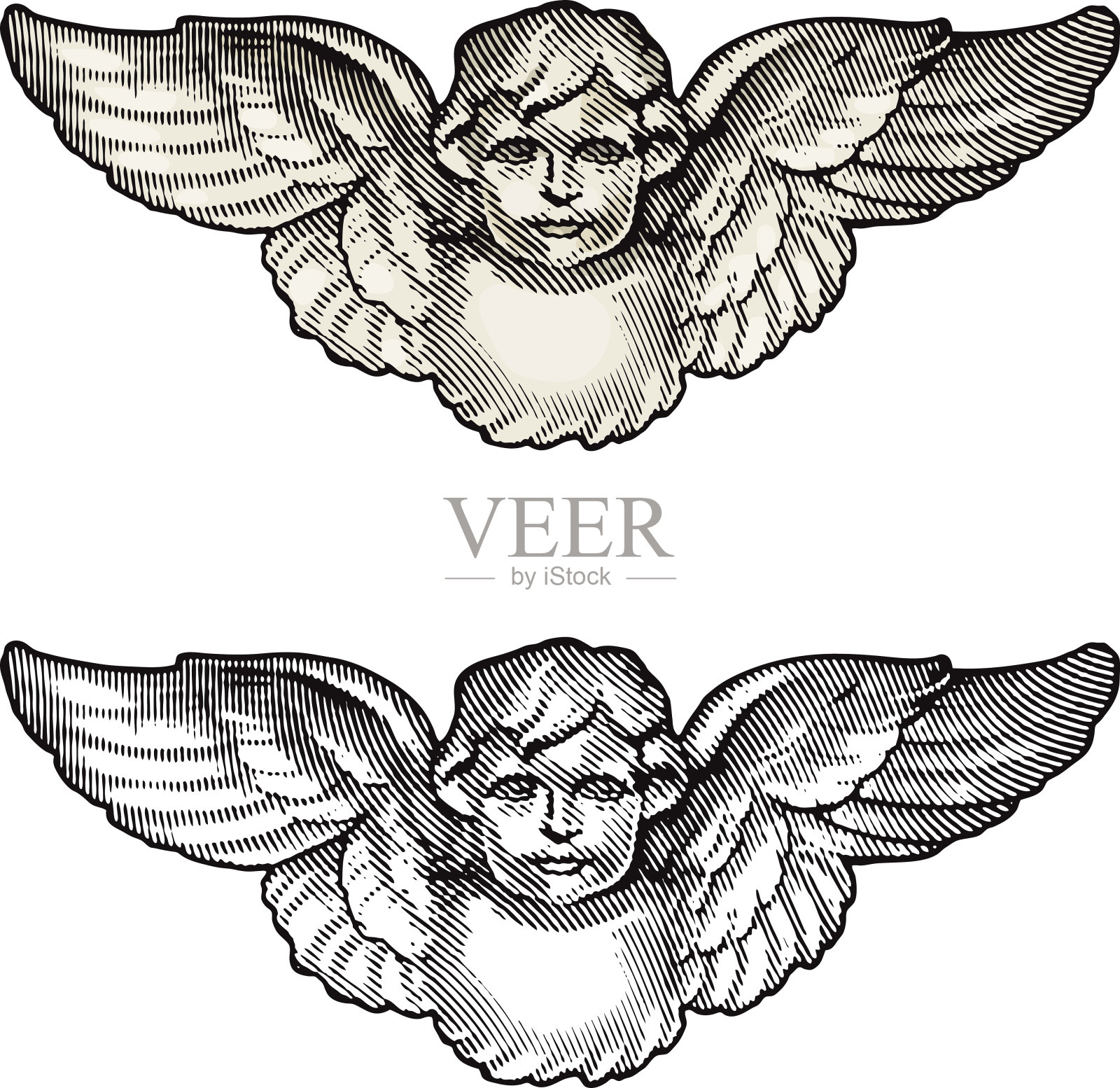 小天使的天使雕刻插画图片素材