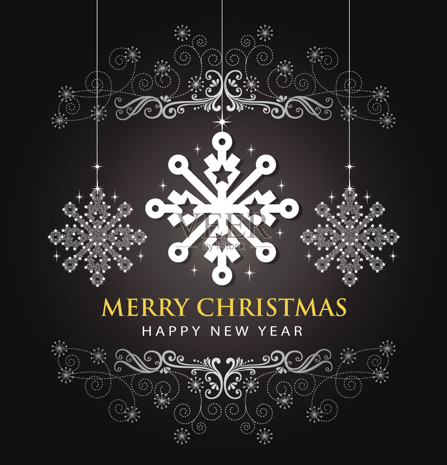 圣诞节挂雪花插画图片素材