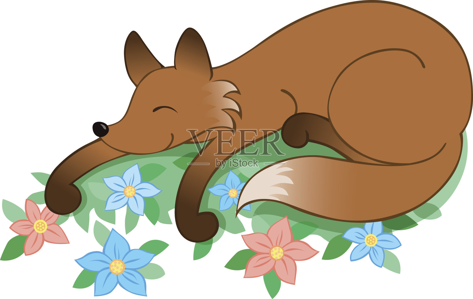 睡觉的狐狸设计元素图片