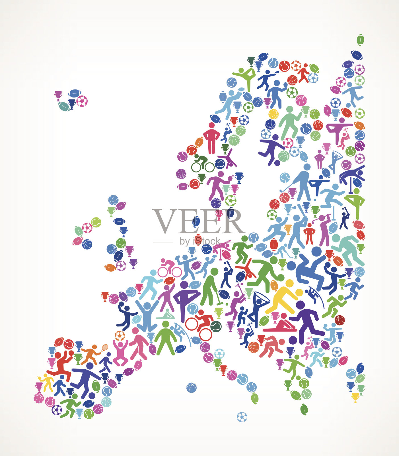 欧洲健身运动和运动模式矢量背景插画图片素材