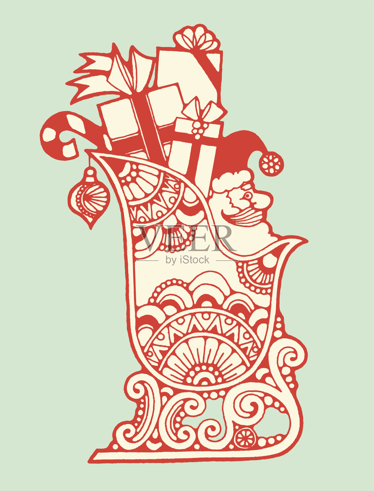 圣诞老人驾着雪橇带着礼物设计元素图片