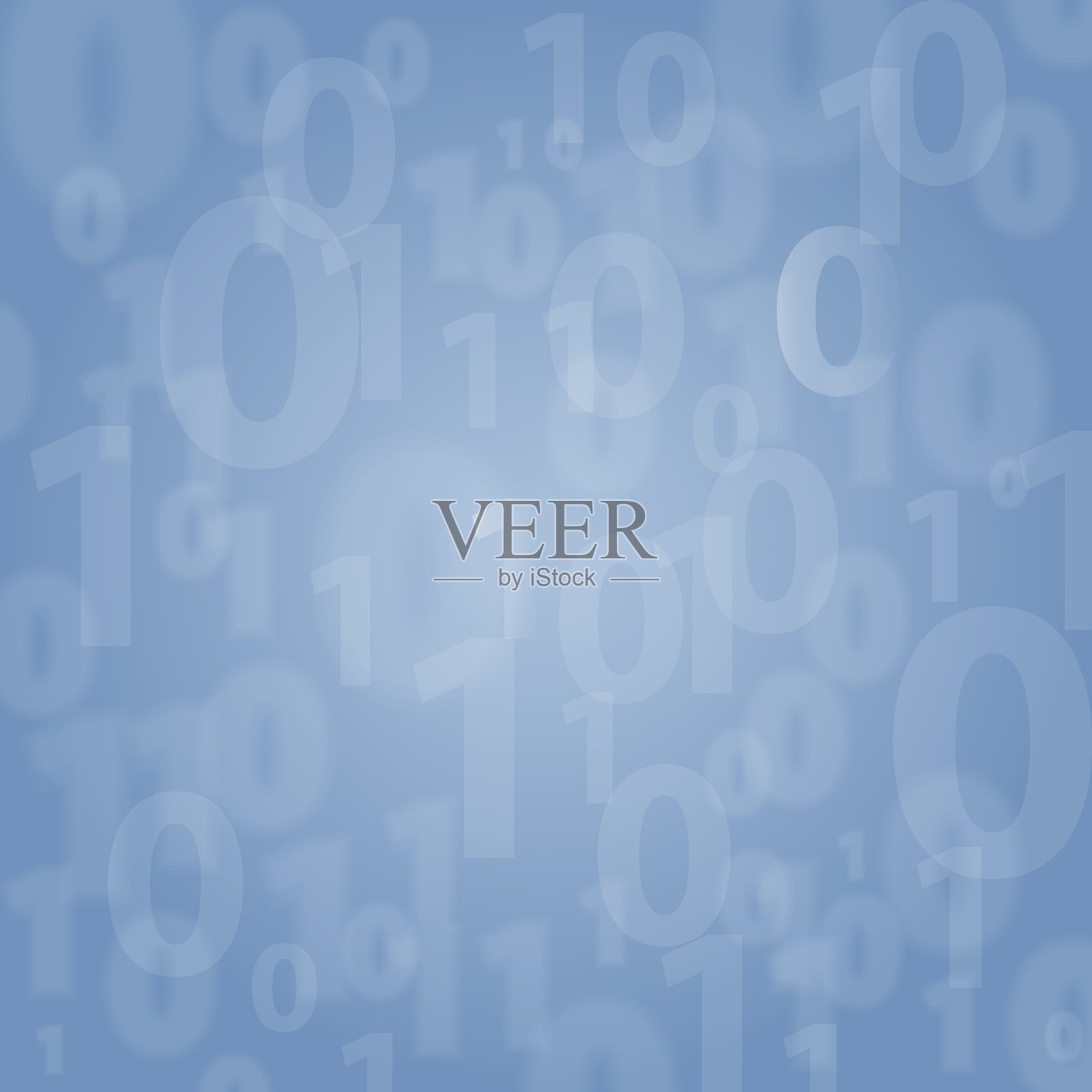 背景为深蓝色，带有二进制数字1和0插画图片素材