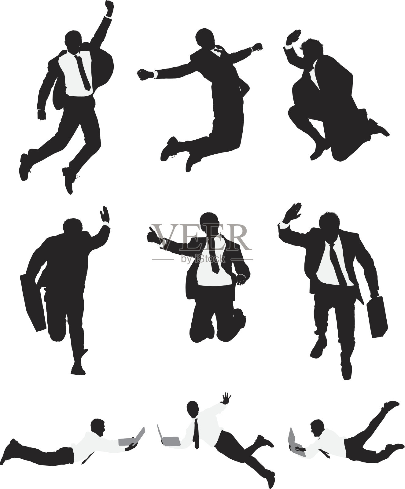 矢量商人在空中跳跃插画图片素材