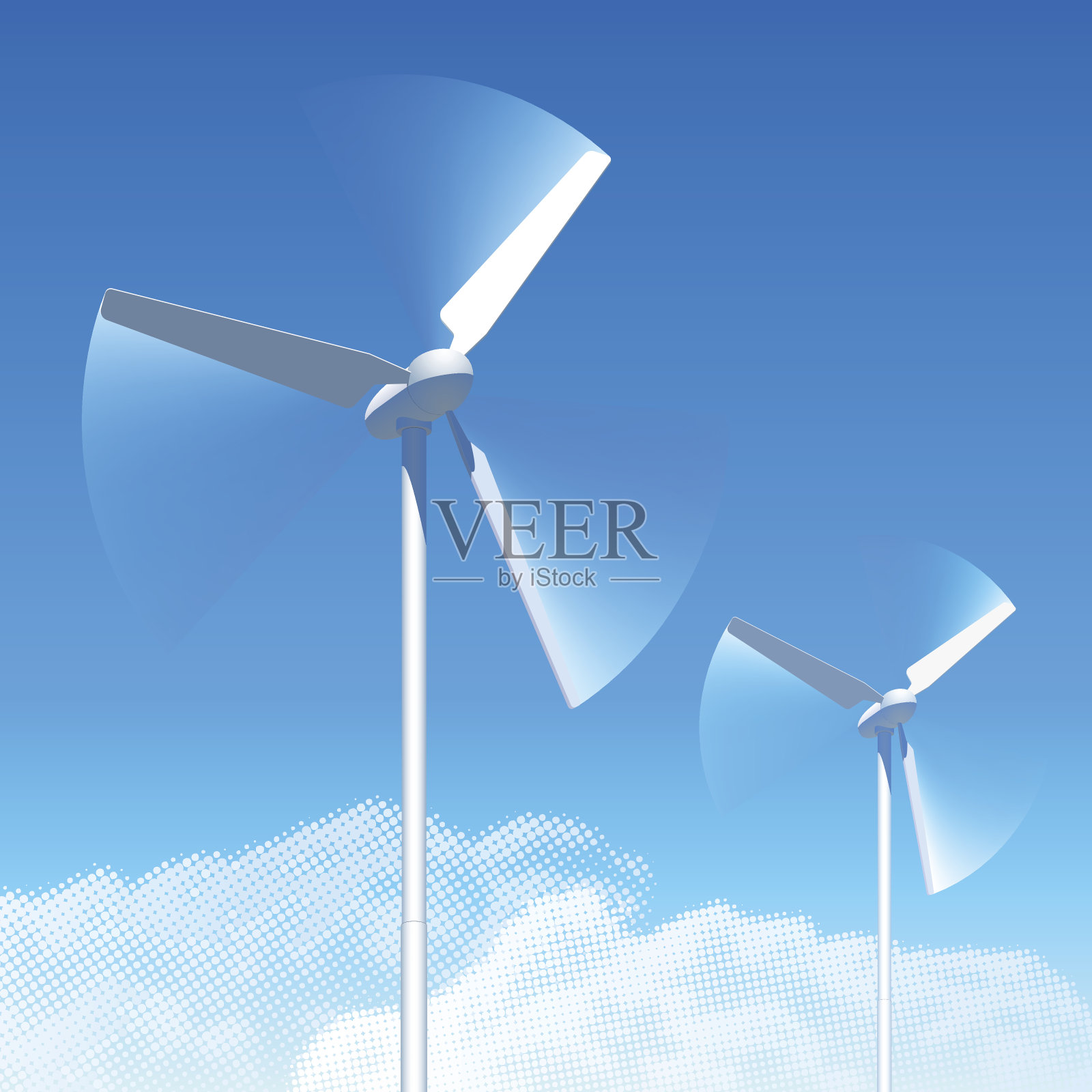 运转中的风力涡轮机设计元素图片