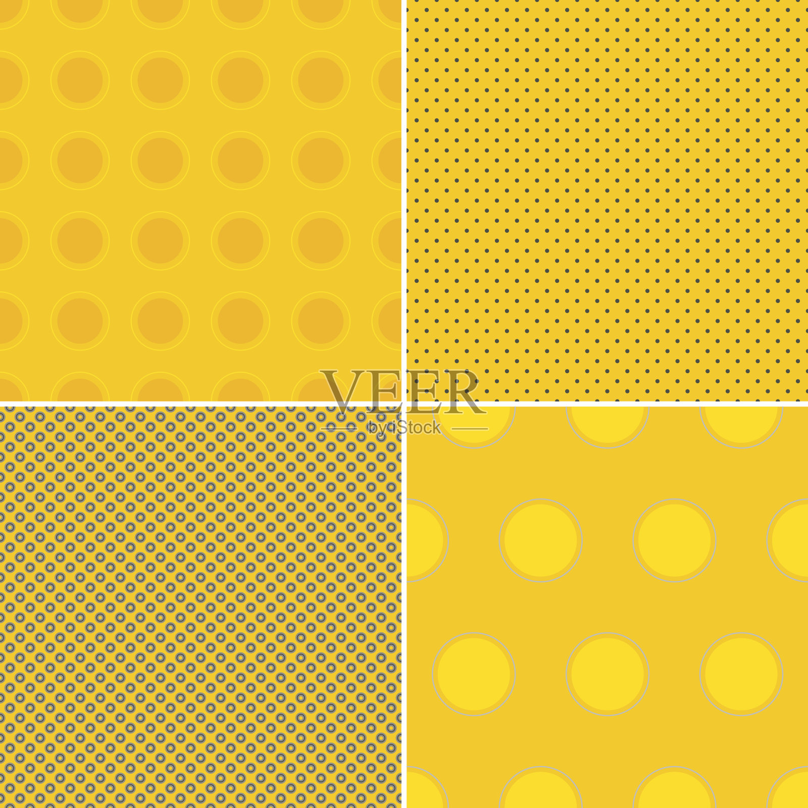 圆点花纹套装(黄色)插画图片素材