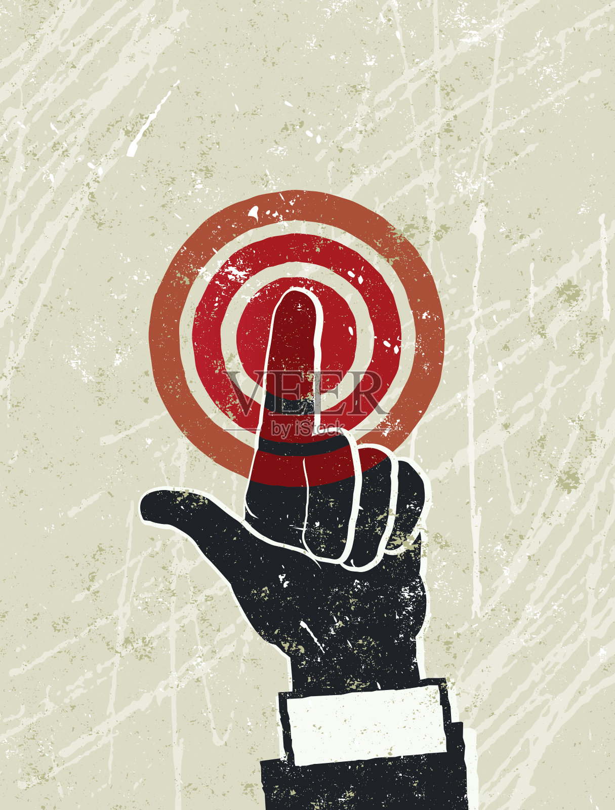 男人的手在按红色按钮插画图片素材