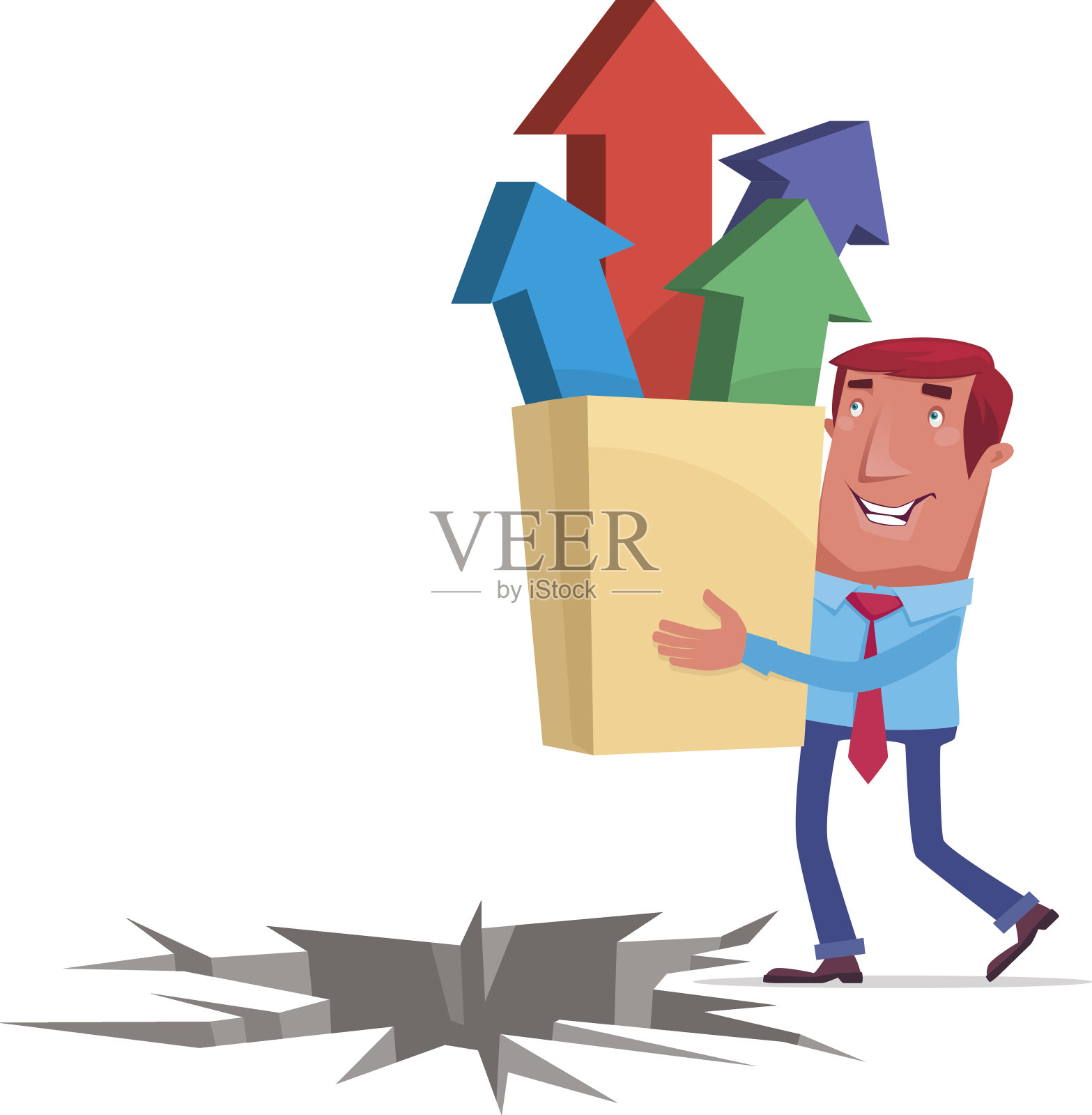 长着箭头的人插画图片素材