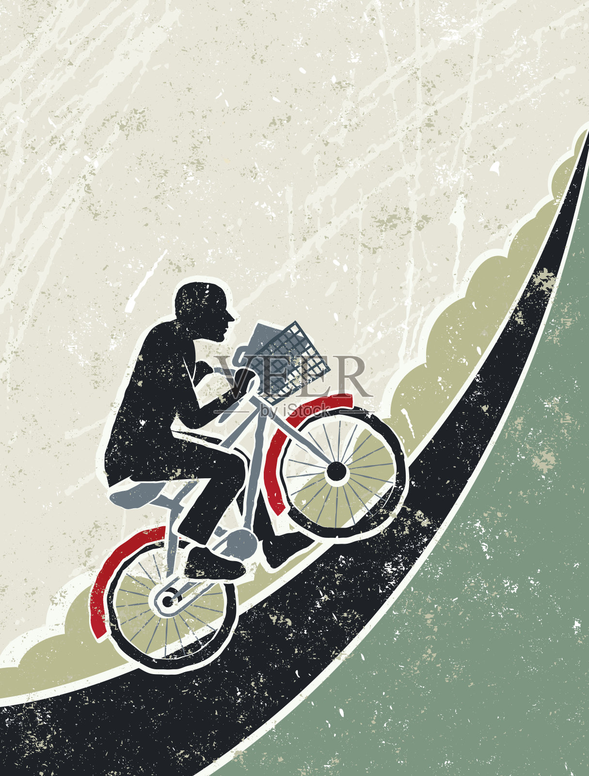 商人骑自行车上陡峭的山坡设计元素图片