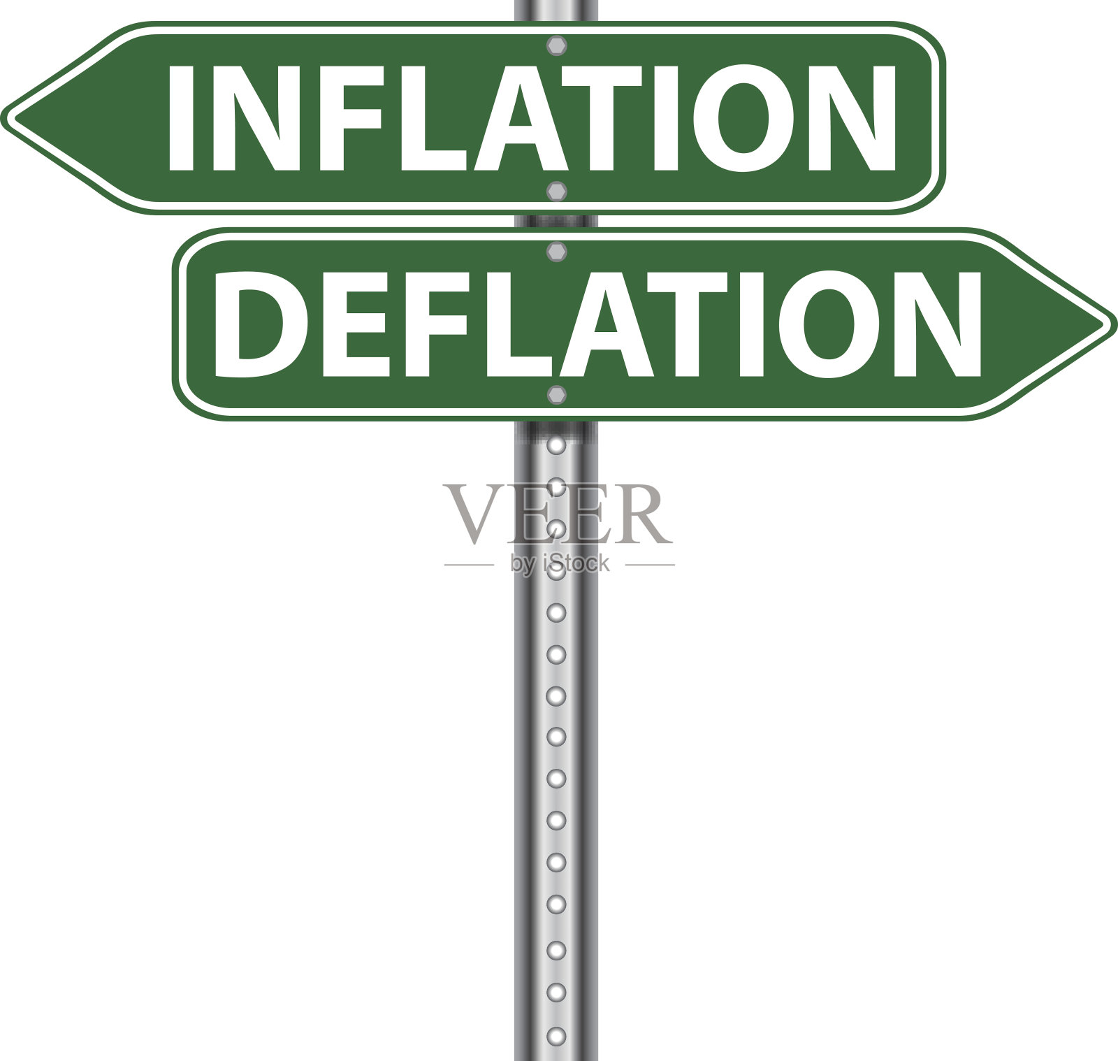 路标|通货膨胀通货紧缩插画图片素材