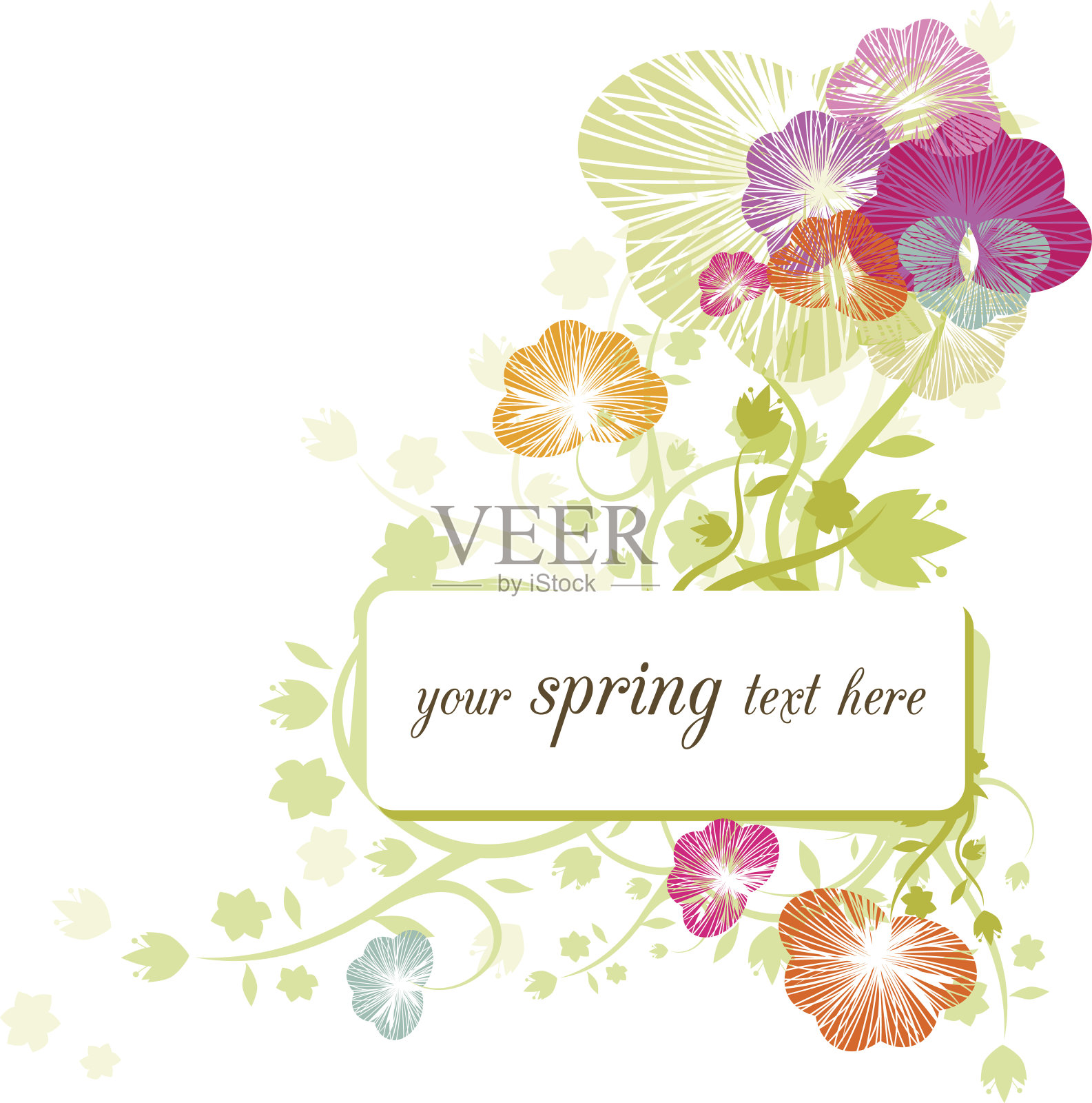 春花设计和横幅与复制空间插画图片素材