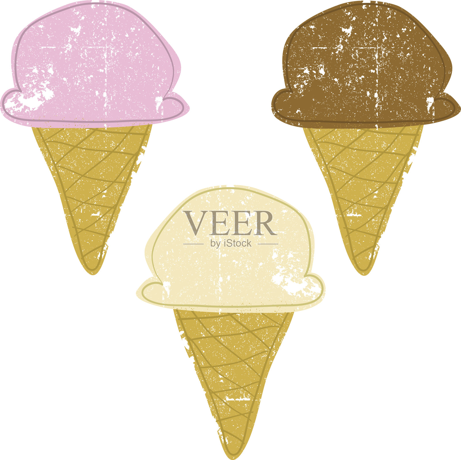 复古冰淇淋蛋卷套装设计元素图片