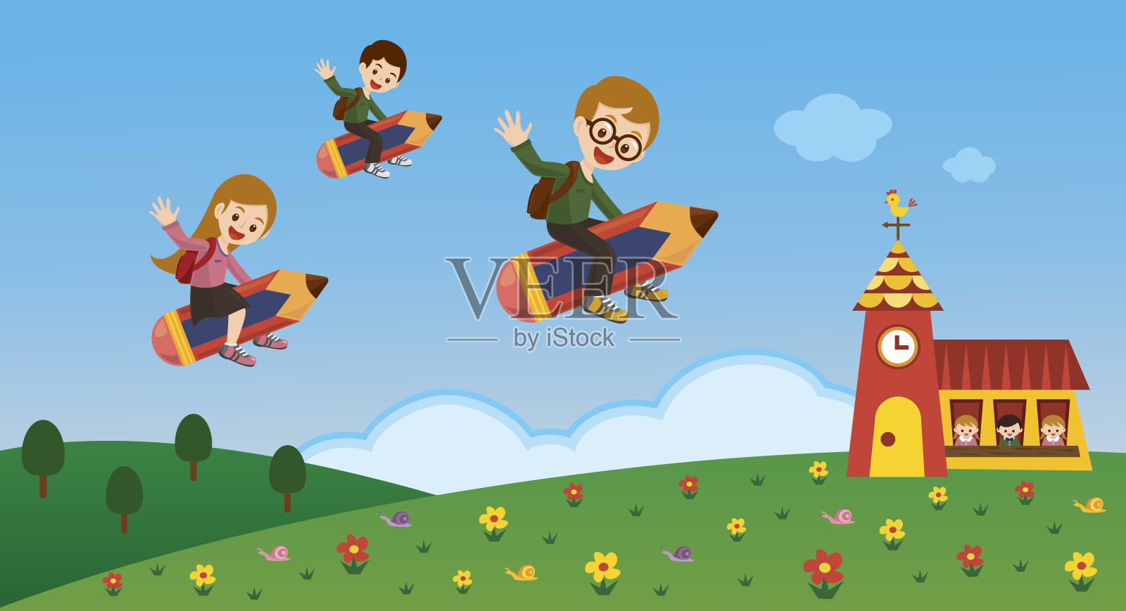 让我们回到学校插画图片素材