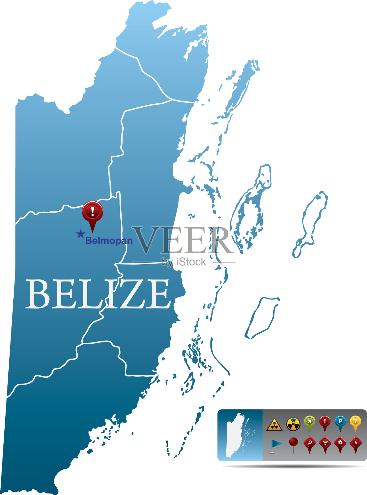 伯利兹地图与导航图标插画图片素材