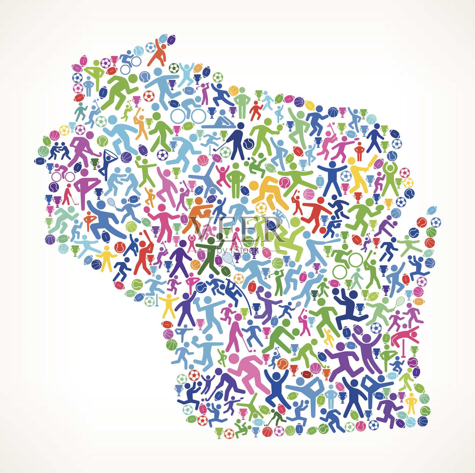 威斯康辛州健身运动和运动模式矢量背插画图片素材