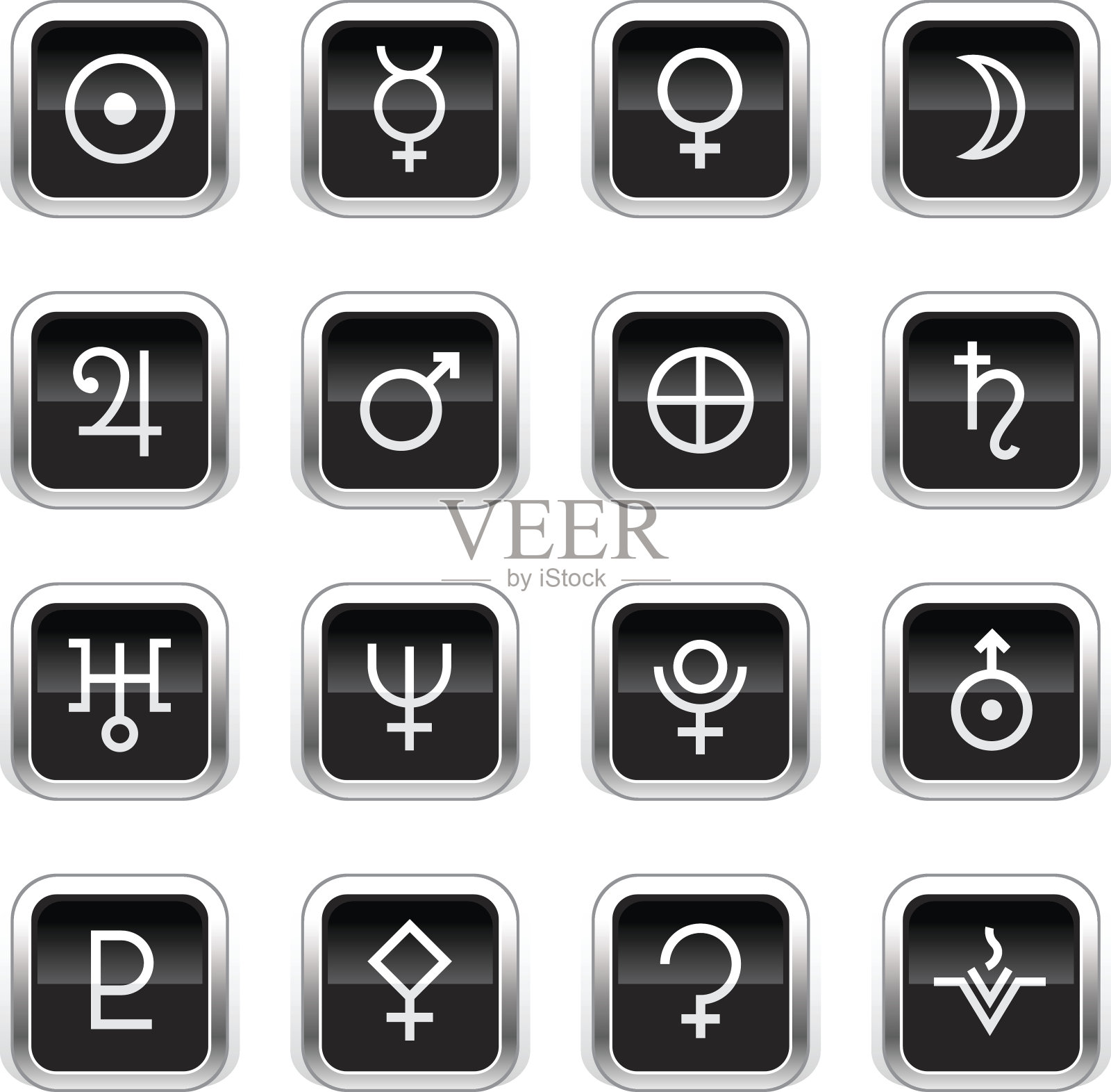 超级光泽的黑色图标-占星符号插画图片素材