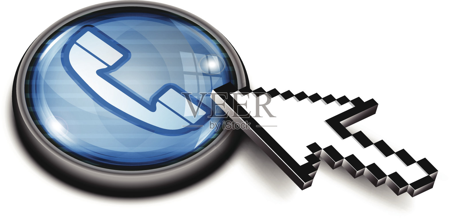 箭头光标在按钮|联系人插画图片素材