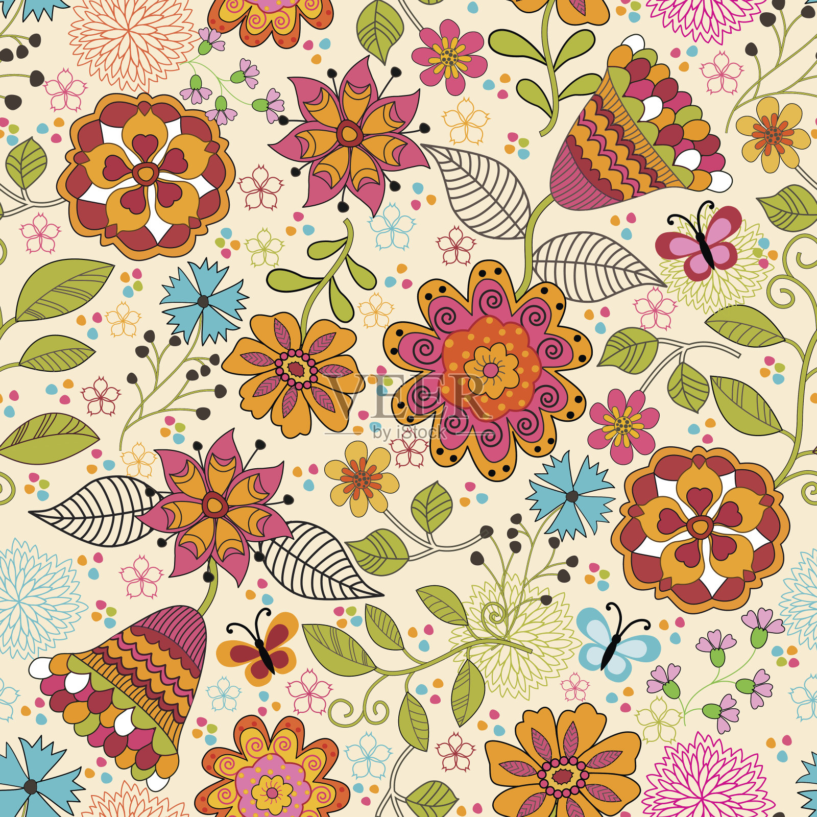 花卉图案。插画图片素材