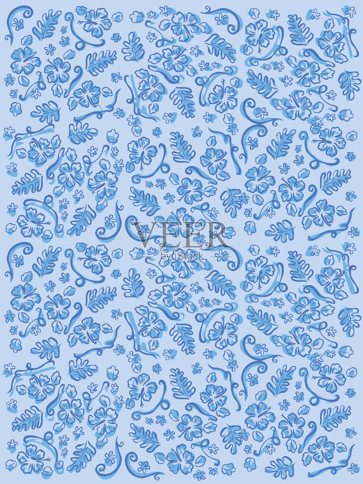 刷芙蓉夏威夷印花插画图片素材