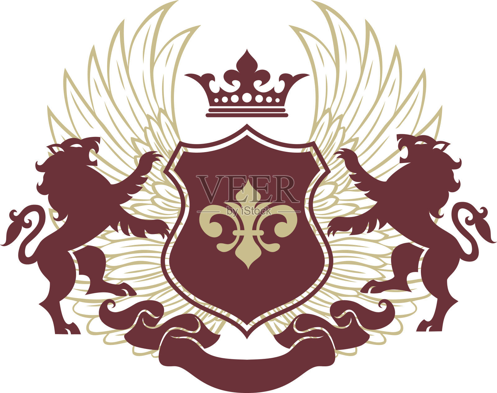 狮子纹章波峰设计元素图片