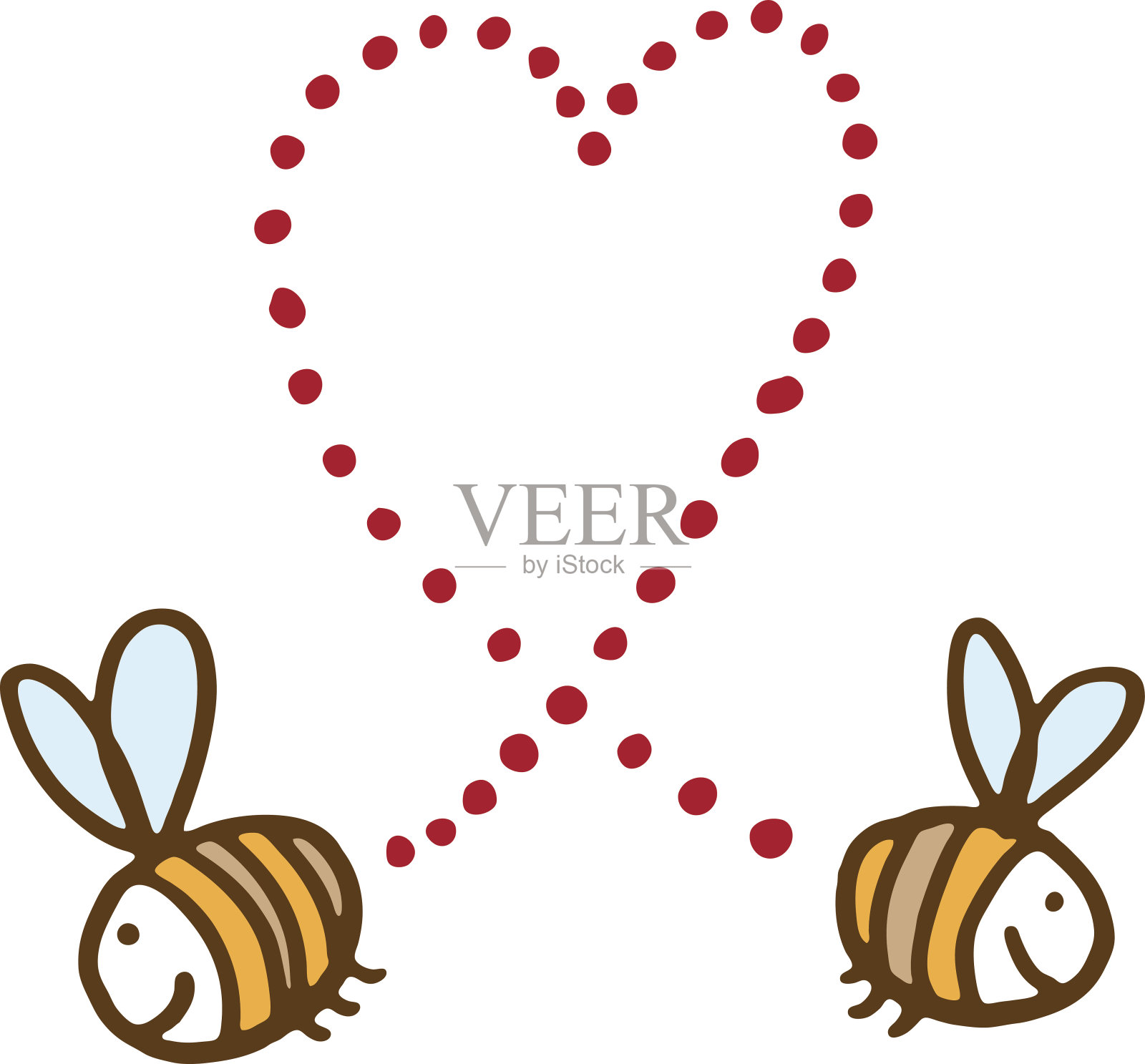 2、两只蜜蜂爱成心形插画图片素材