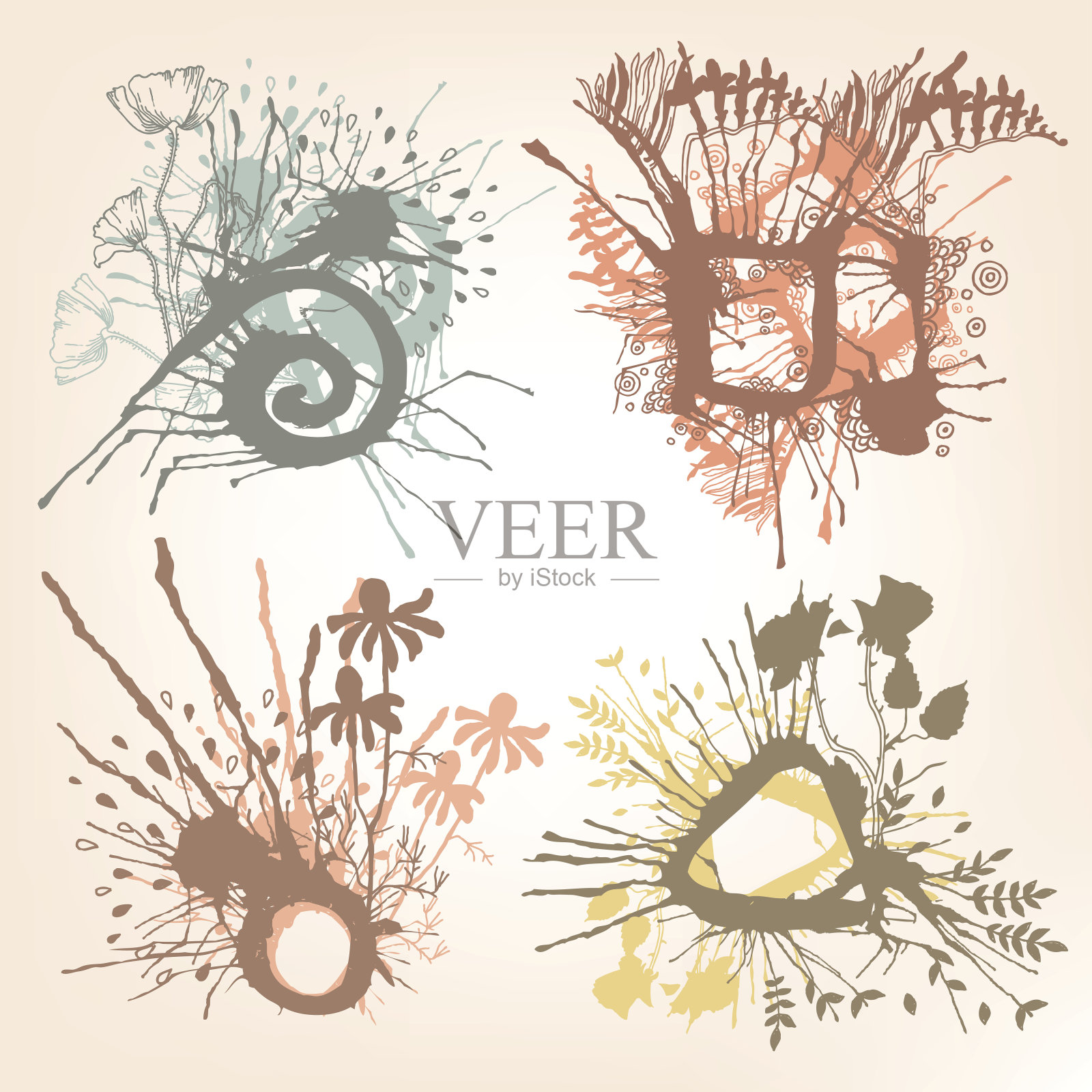 向量grunge花卉背景插画图片素材