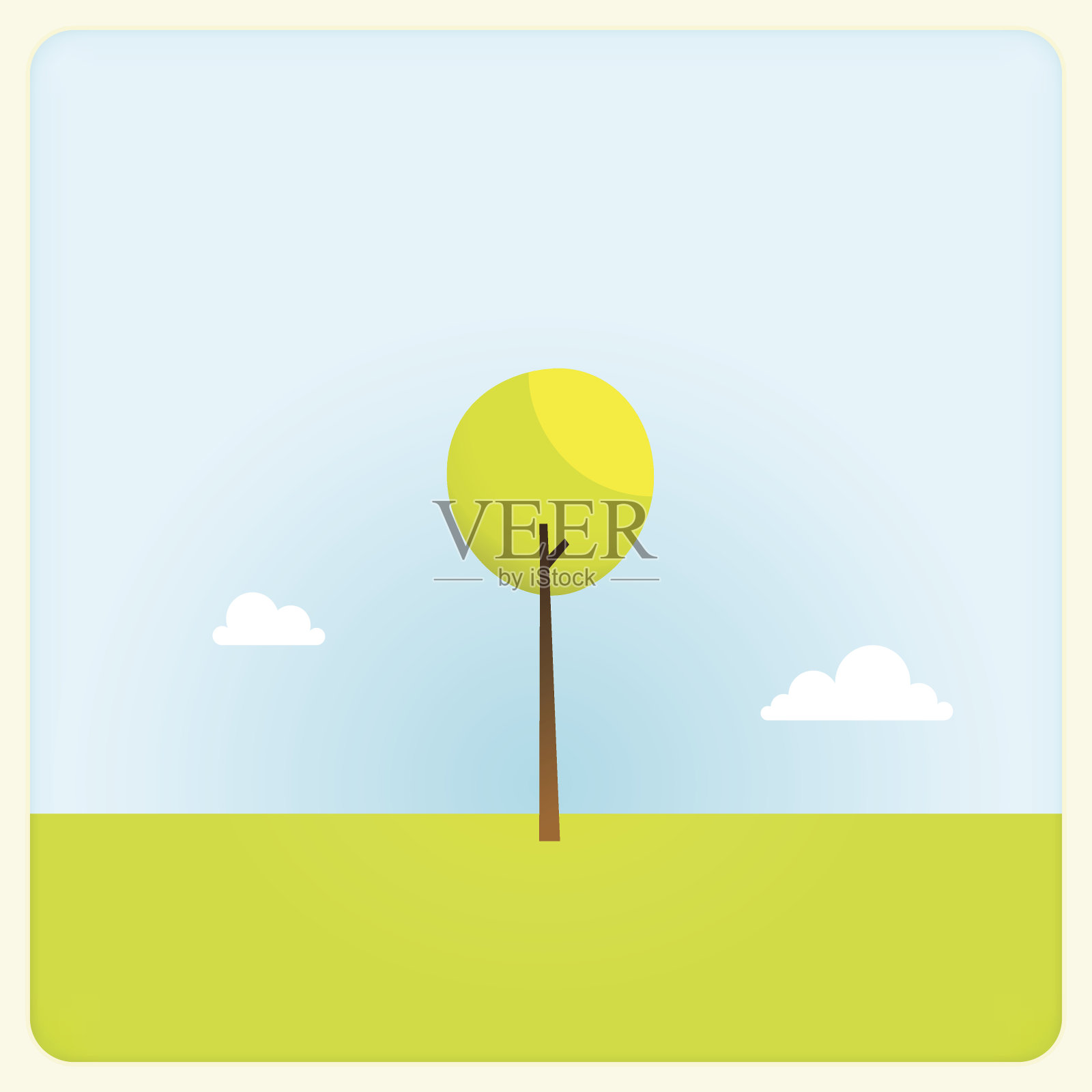 孤树春时移动相机相框插画图片素材